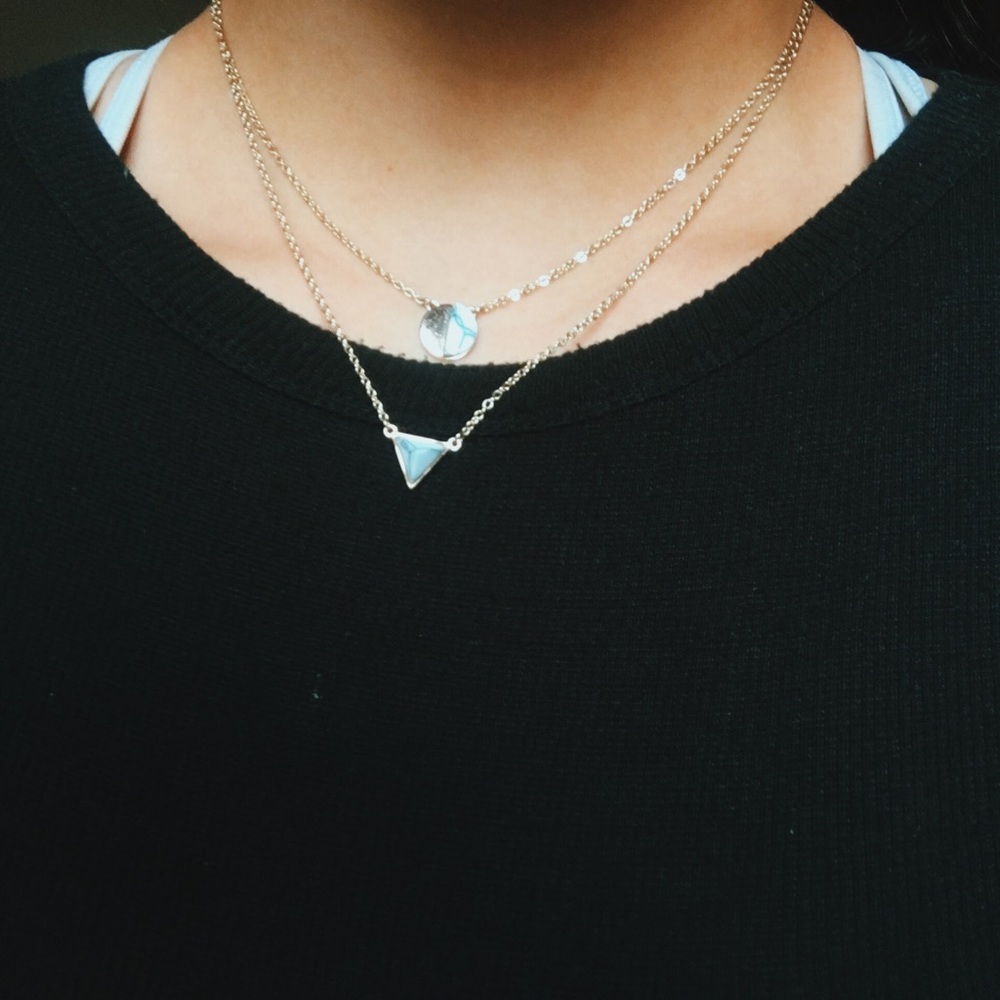 Gold and marble dainty necklace